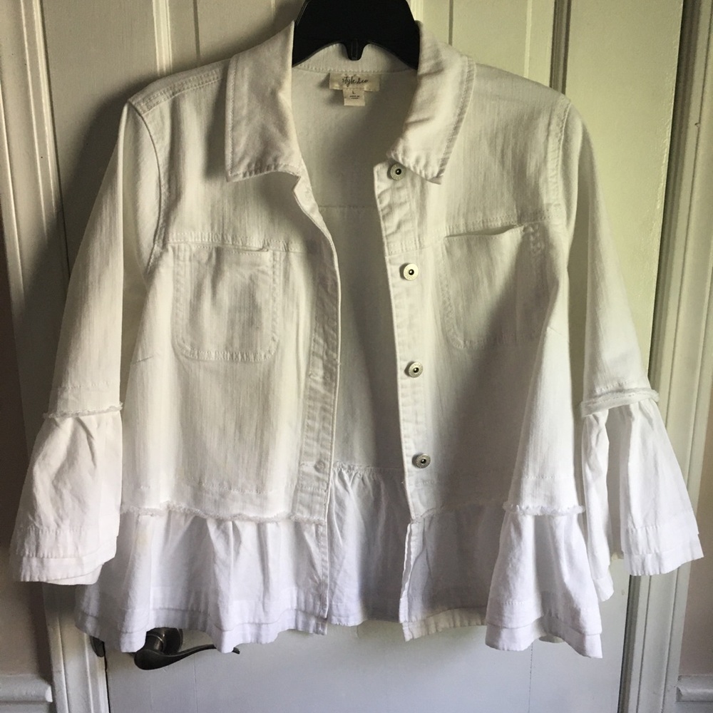 white jean jacket
